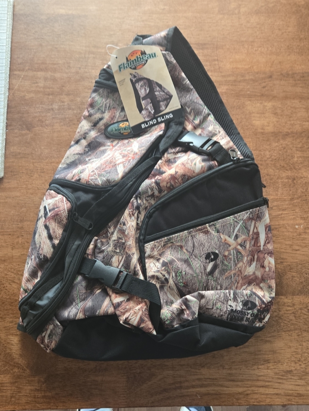(NWT) Flambeau MOSSY OAK DUCK BLIND CAMO Blind Sling Bag - Brown/Black